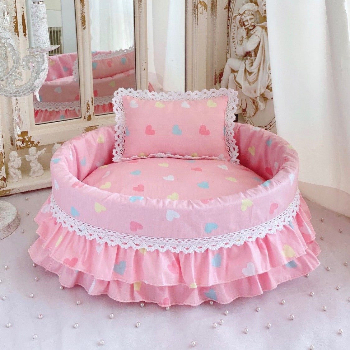 Plush Flower Basket Pet Bed