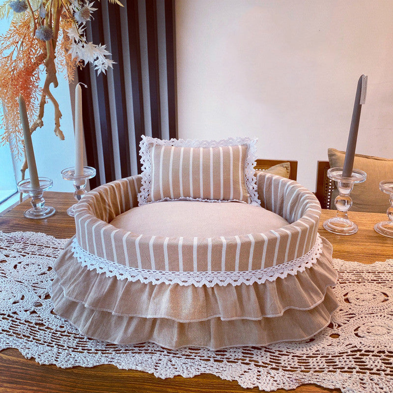 Plush Flower Basket Pet Bed
