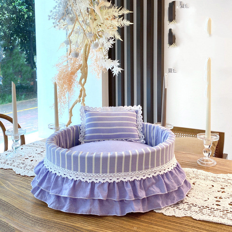 Plush Flower Basket Pet Bed