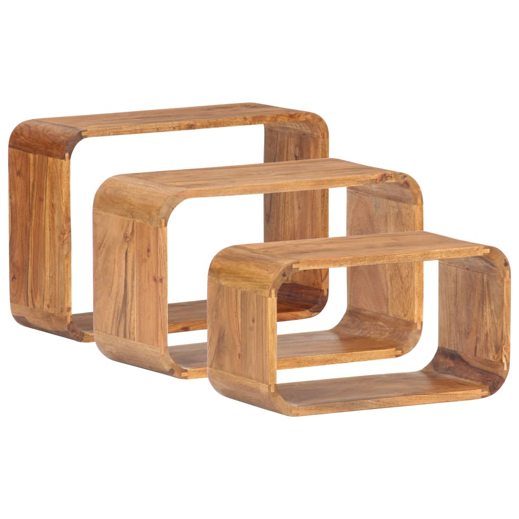 vidaXL Side Tables 3 pcs Solid Acacia Wood Honey Finish