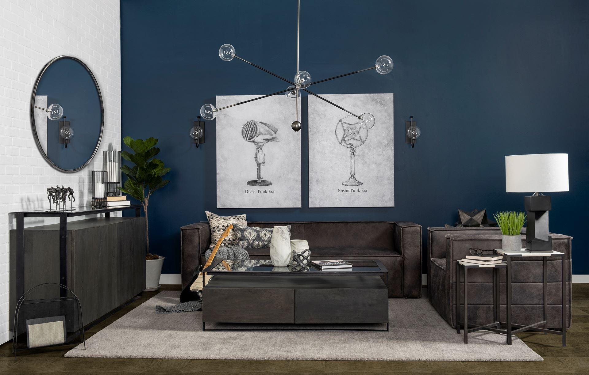 White Marble Square Top Accent Tables with Black Iron Frame
