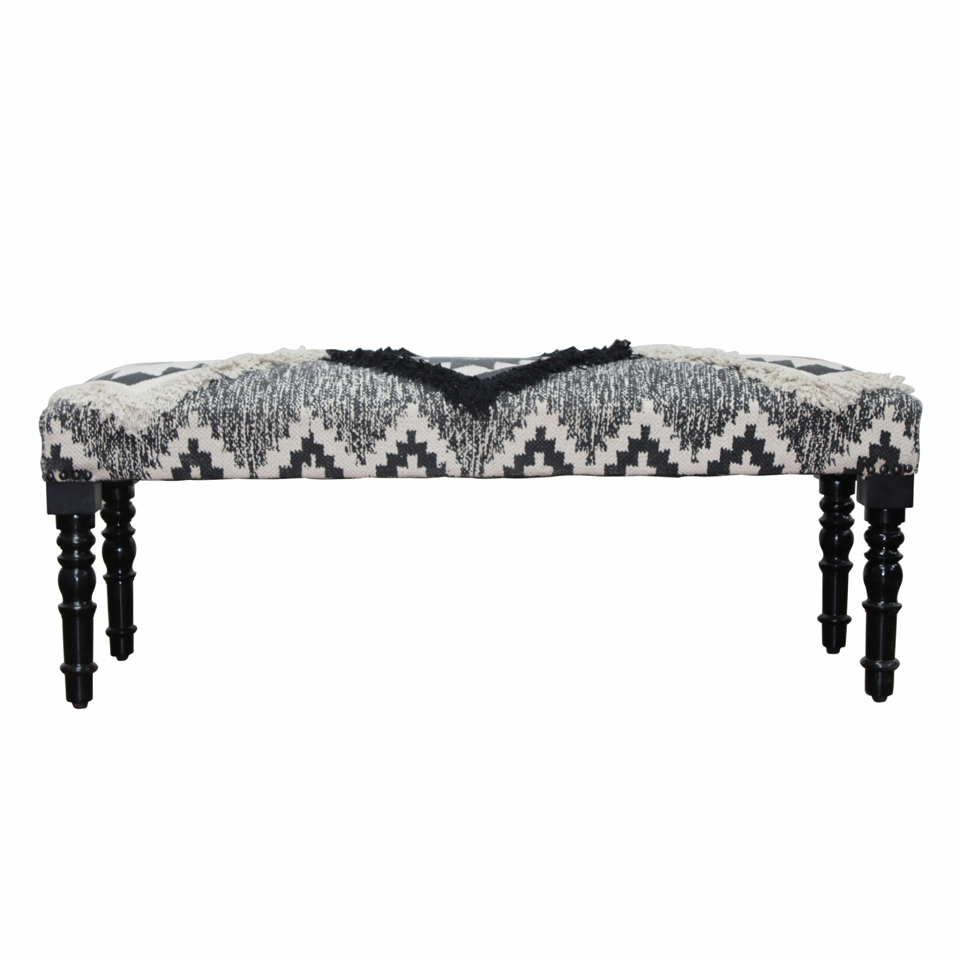 Southwest Black and White Black Leg Upholstered Bench