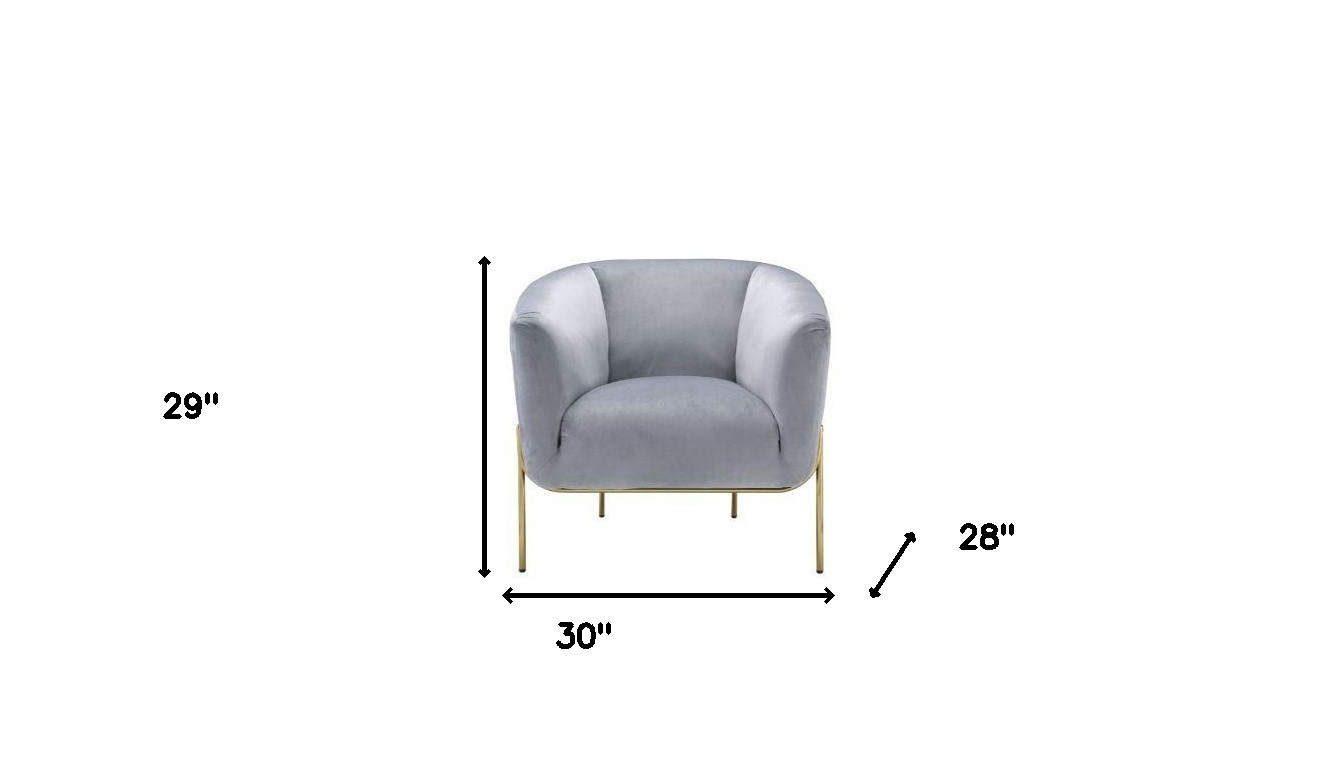 Cindy Gray Velvet and Gold Barrel Chair