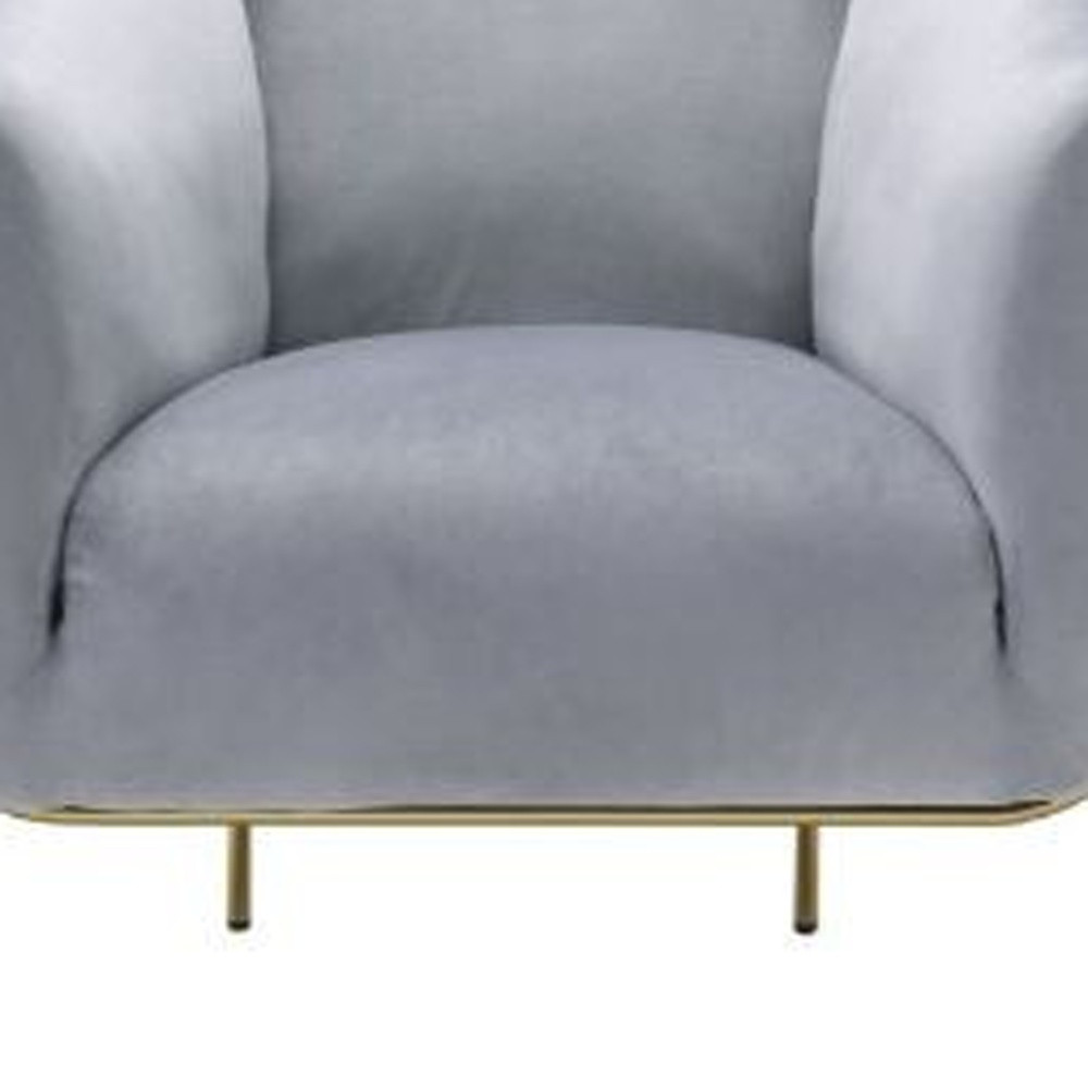 Cindy Gray Velvet and Gold Barrel Chair