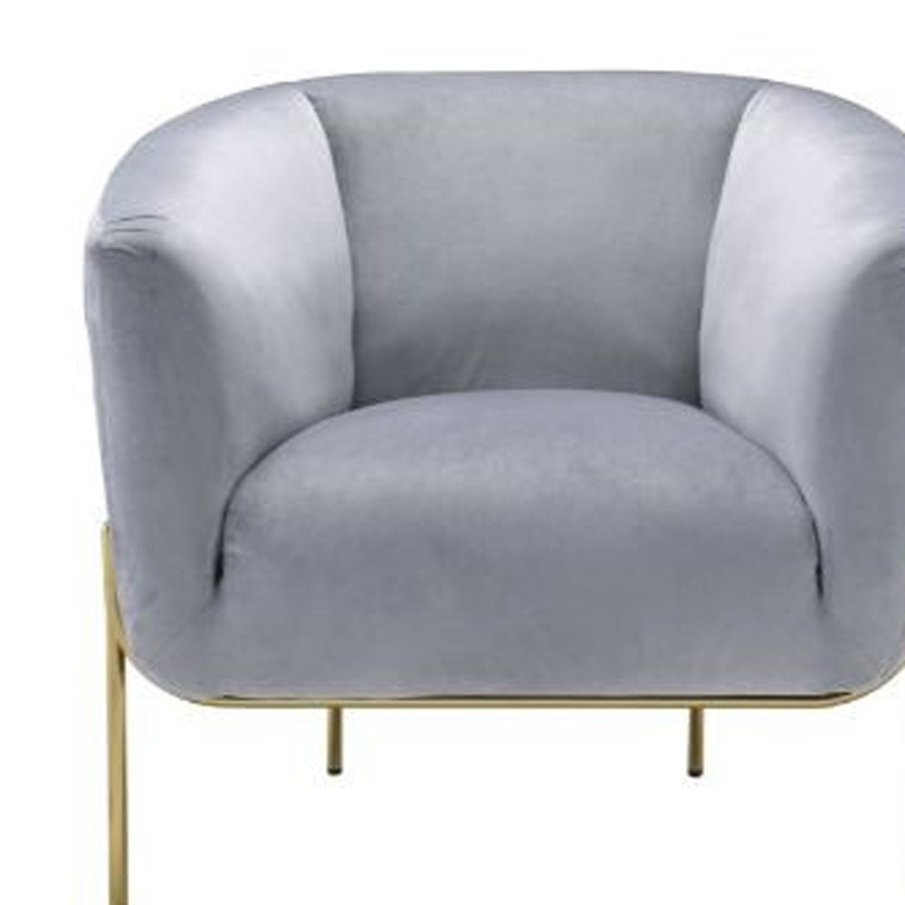 Cindy Gray Velvet and Gold Barrel Chair