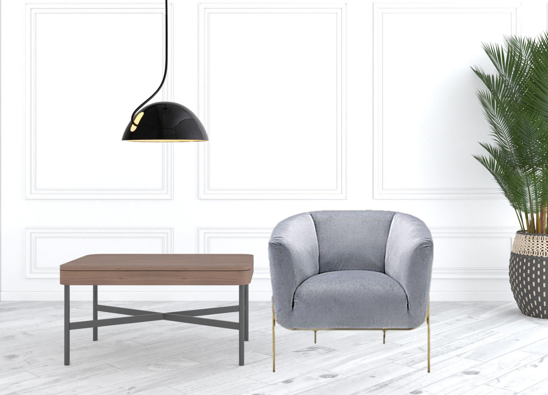 Cindy Gray Velvet and Gold Barrel Chair