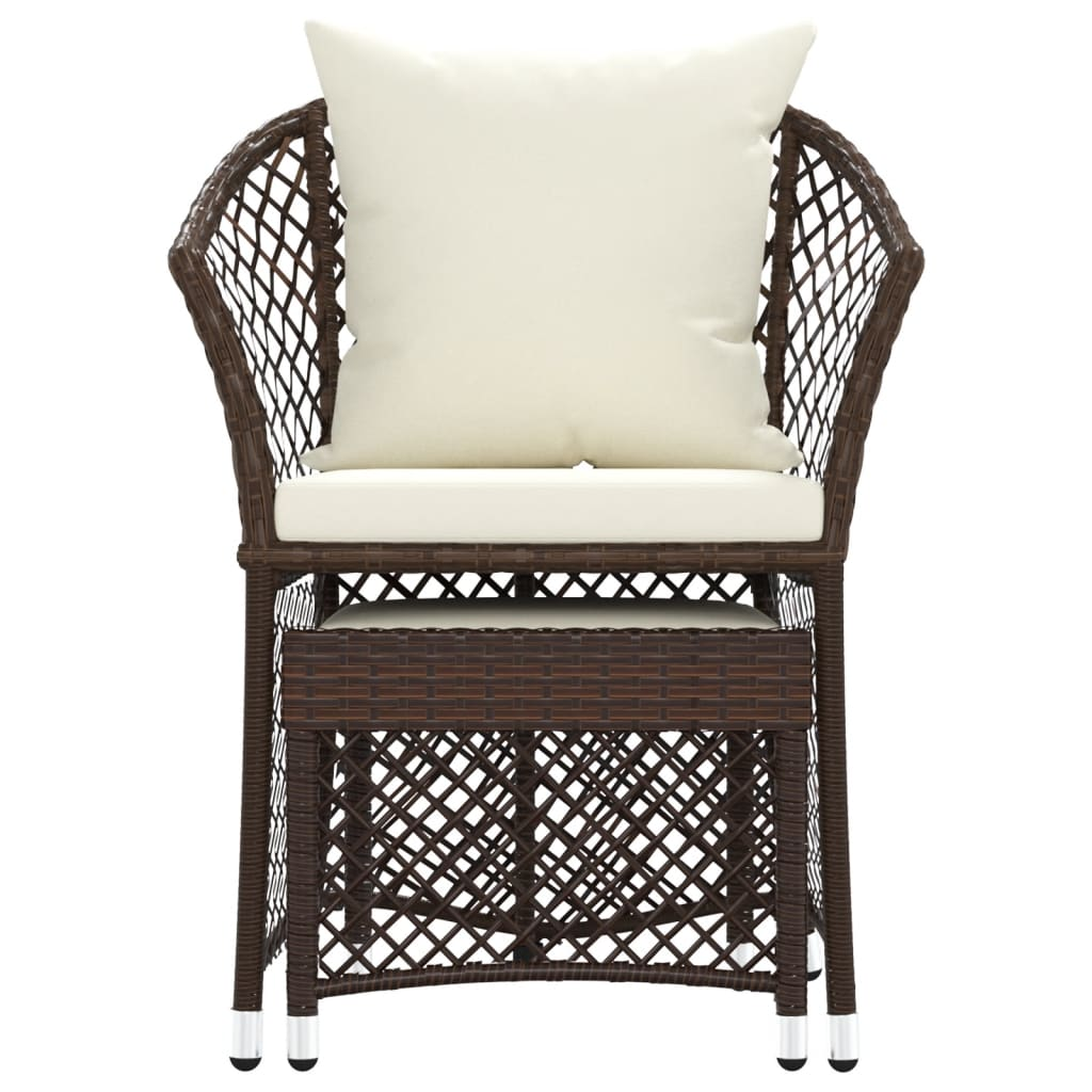 Brown Poly Rattan 2-Pc. Patio Lounge Set with Cushions