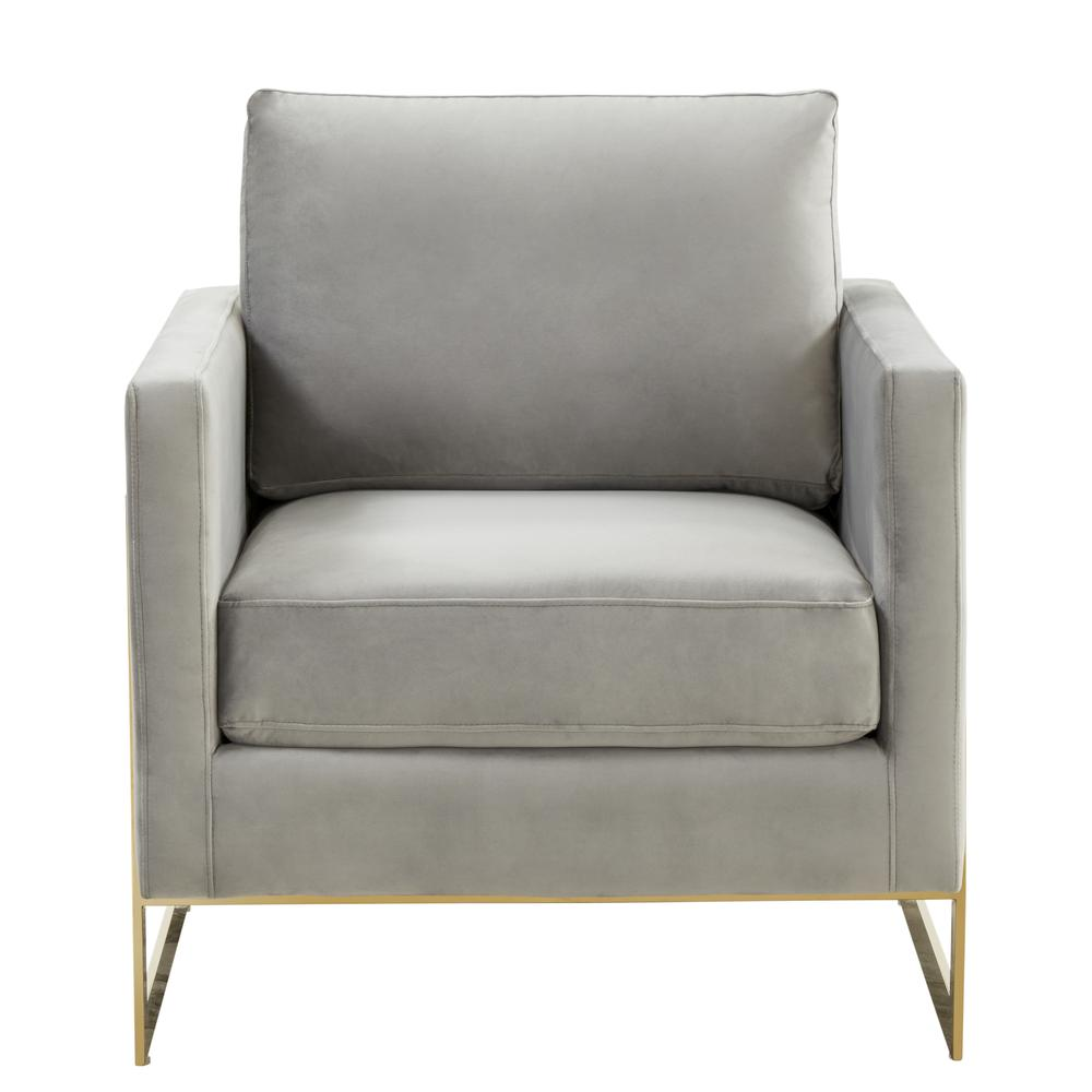 LeisureMod Lincoln Velvet Accent Armchair With Gold Frame