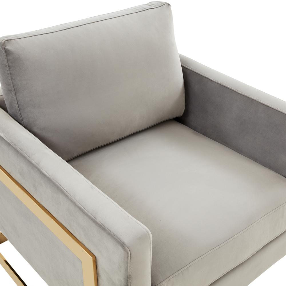 LeisureMod Lincoln Velvet Accent Armchair With Gold Frame