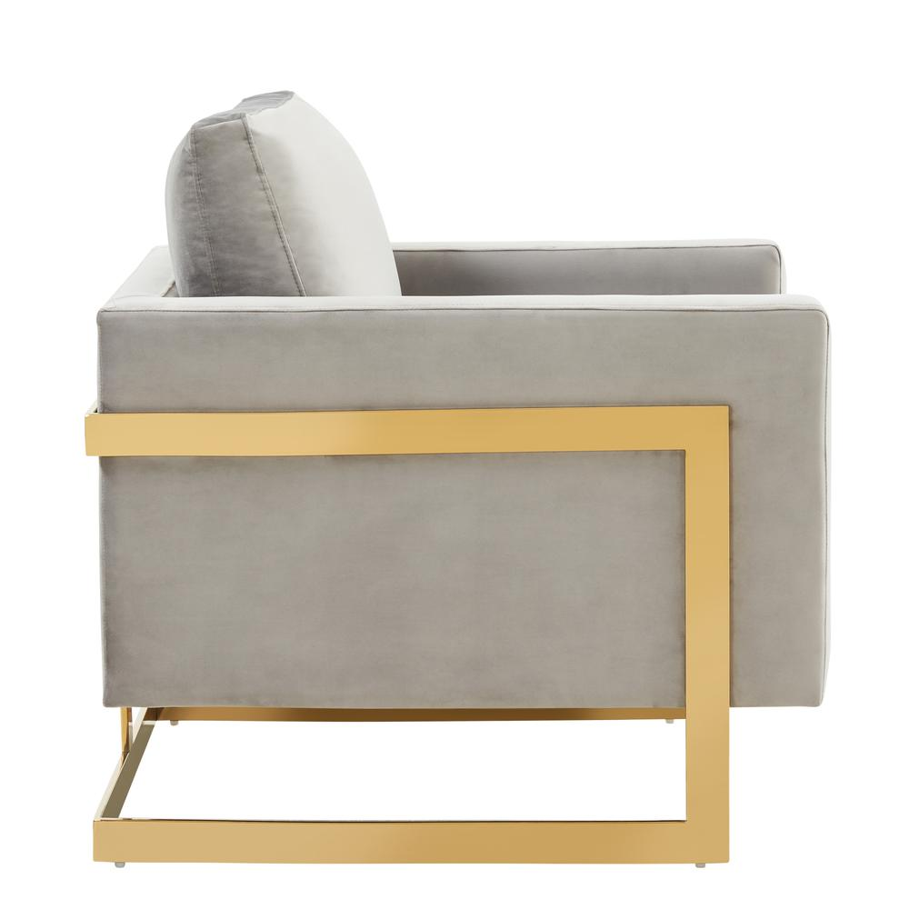 LeisureMod Lincoln Velvet Accent Armchair With Gold Frame