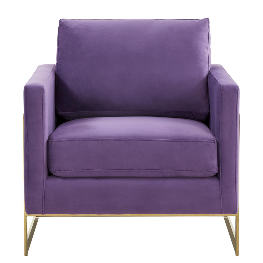 LeisureMod Lincoln Velvet Accent Armchair With Gold Frame LA31PR