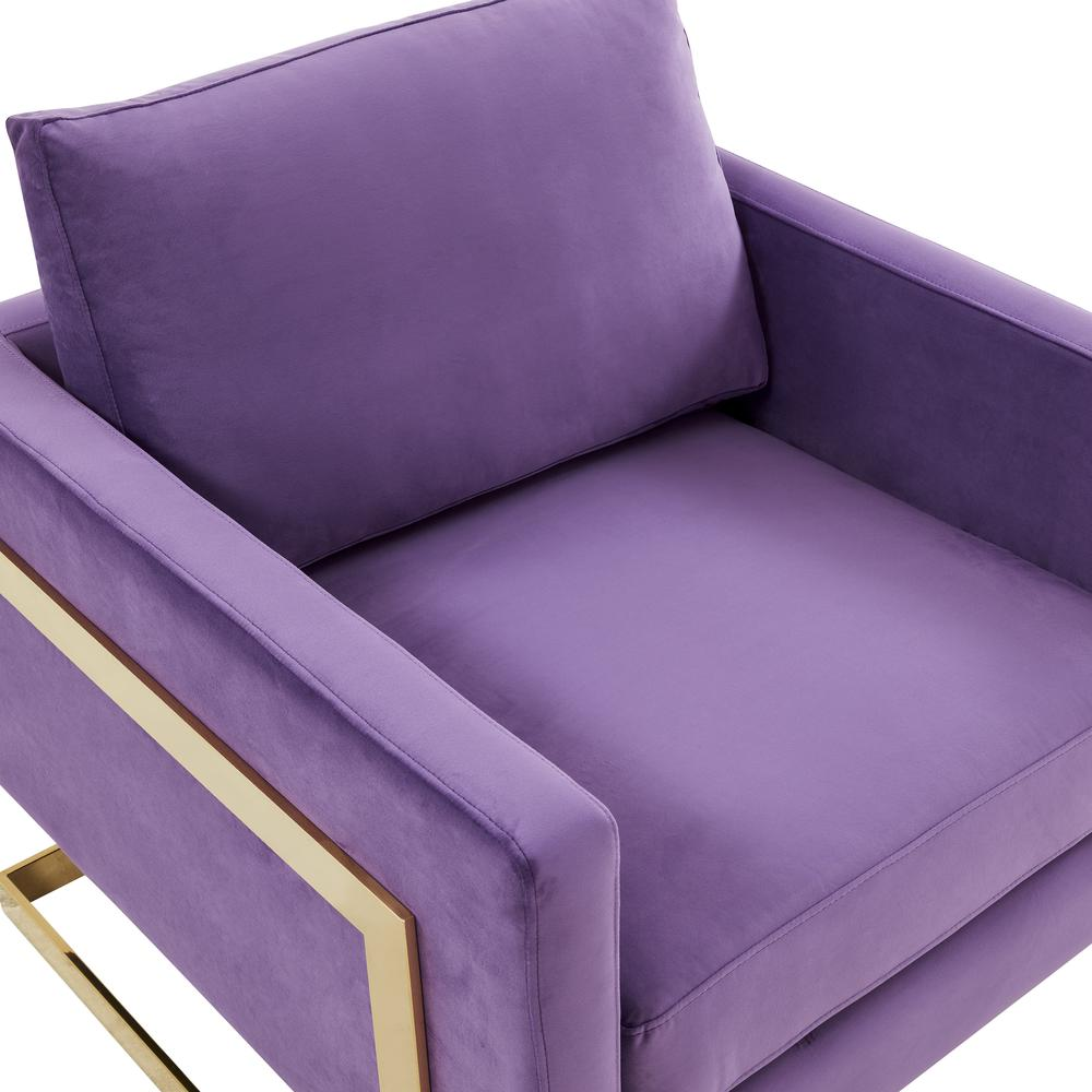 LeisureMod Lincoln Velvet Accent Armchair With Gold Frame LA31PR
