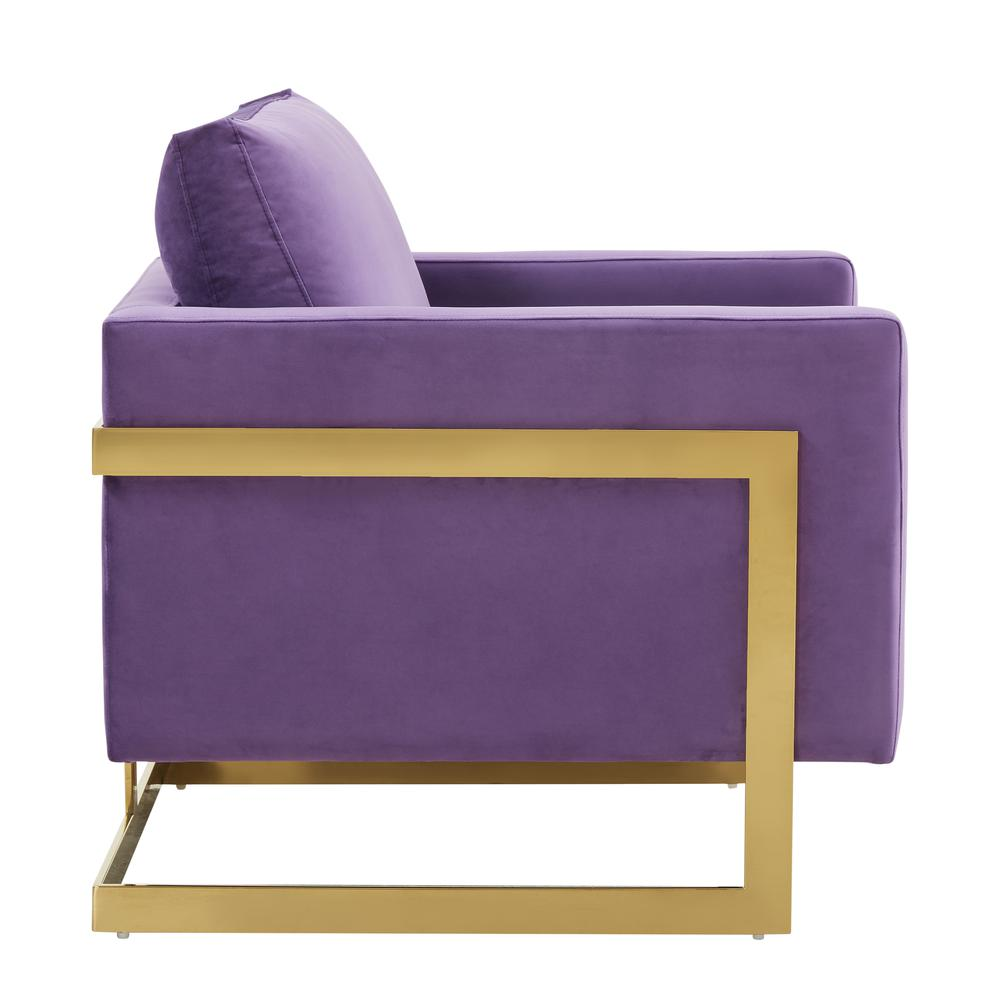 LeisureMod Lincoln Velvet Accent Armchair With Gold Frame LA31PR