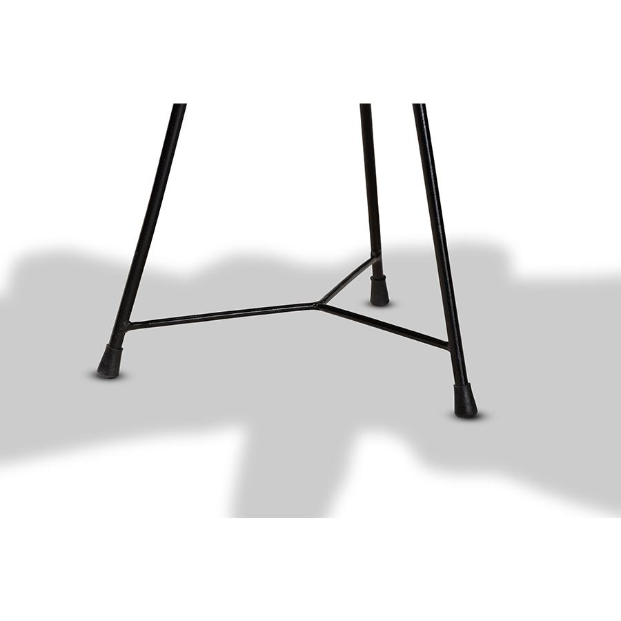 Merci Rustic Industrial Natural Brown and Black End Table with Teak Tree Trunk Tabletop