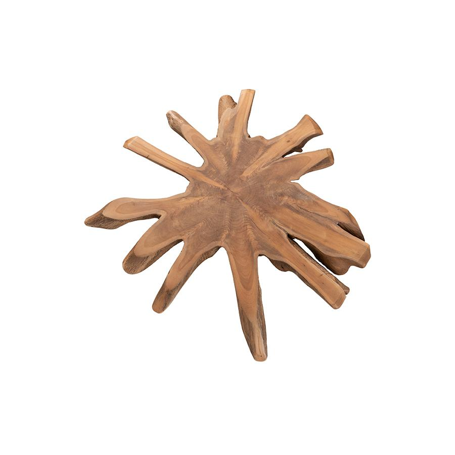 Merci Rustic Industrial Natural Brown and Black End Table with Teak Tree Trunk Tabletop