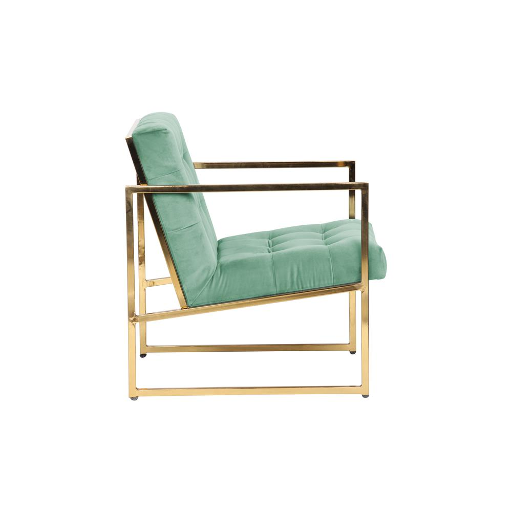 LeisureMod Lexington Tufted Velvet Accent Armchair With Gold Frame LA18BU