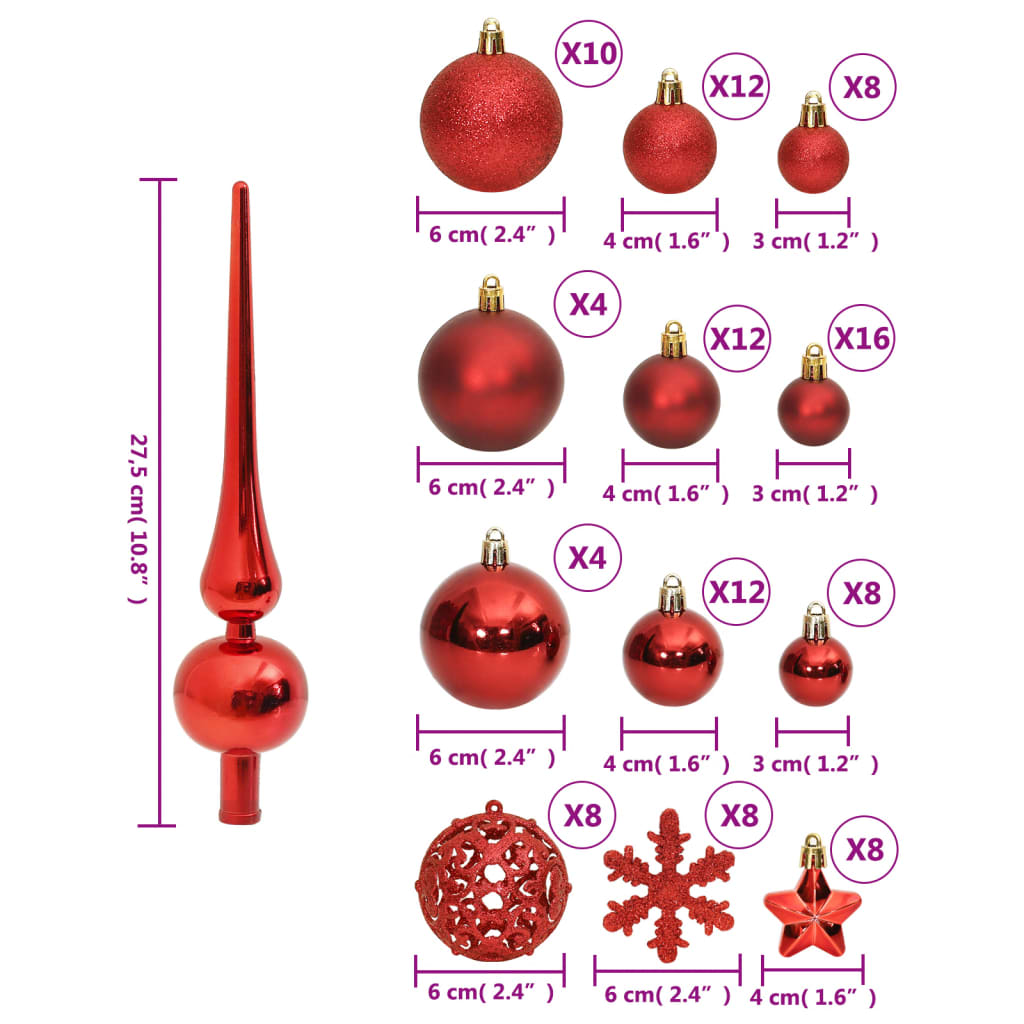 Christmas Red Bauble 111-Piece Set