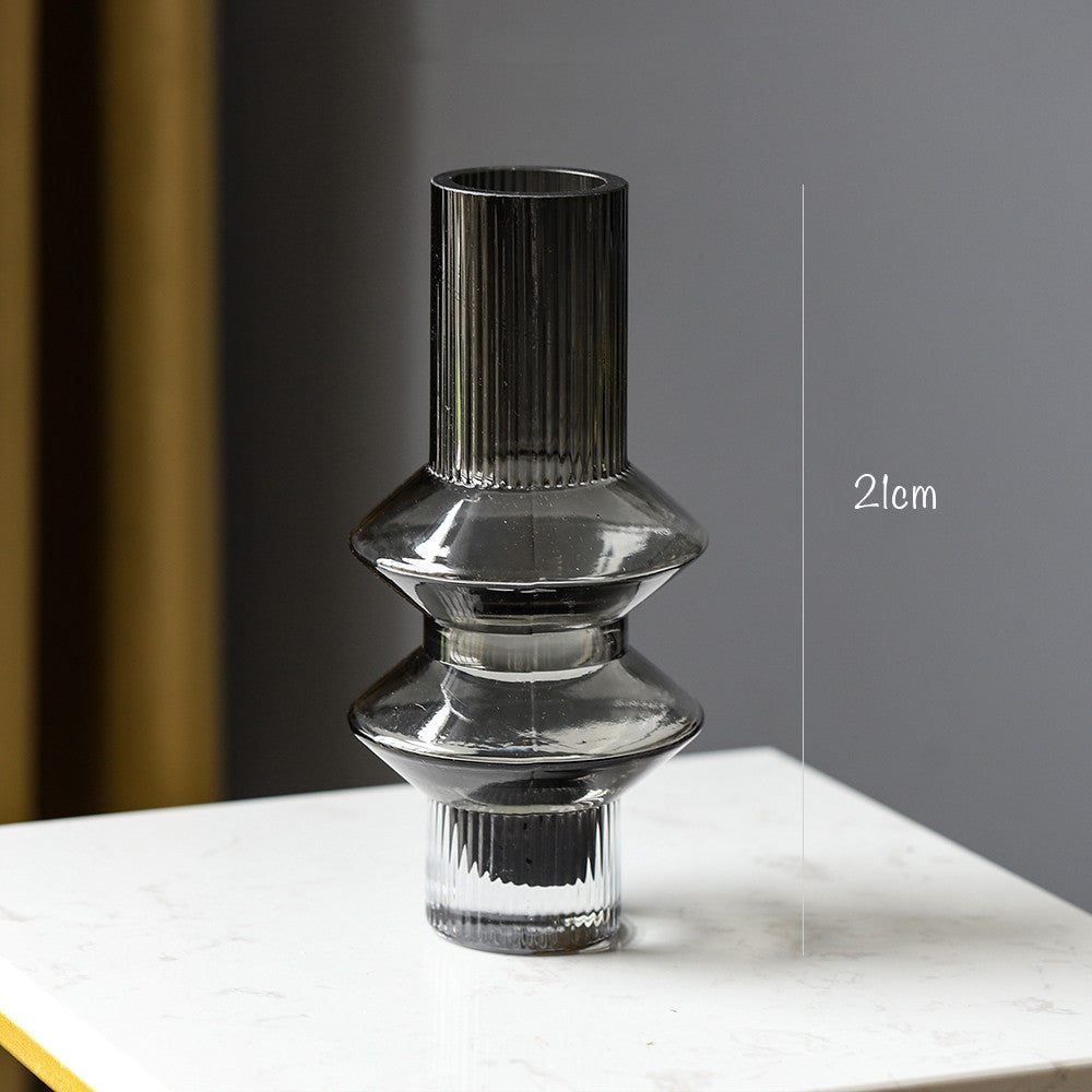 Black Luxe Ribbed Glass Vases