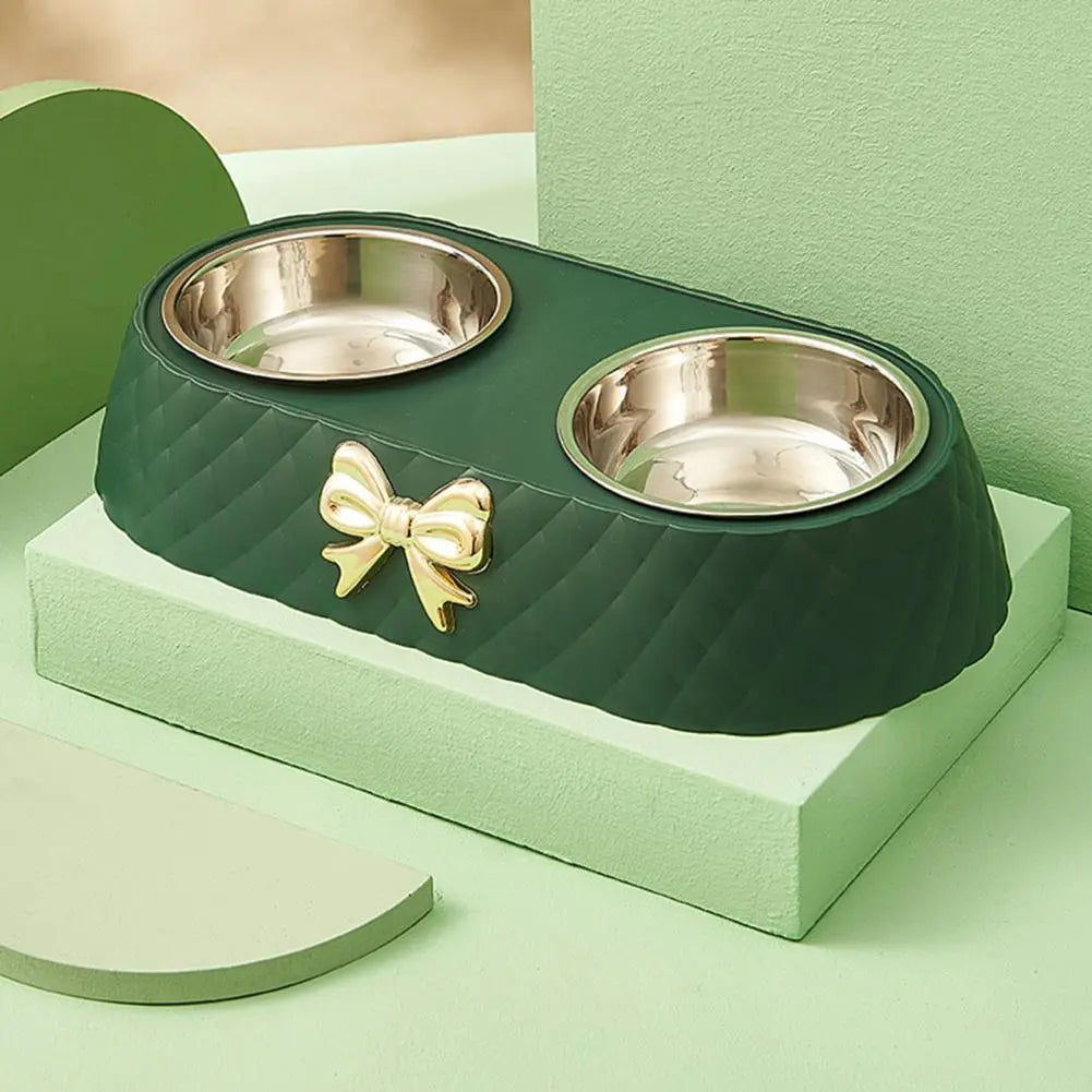 Bow Double Pet Feeding Bowl