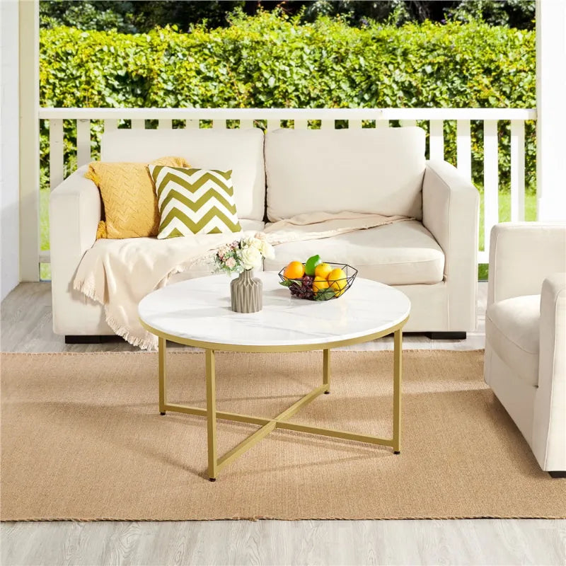 Faux Marble Modern Round Marble Coffee Table