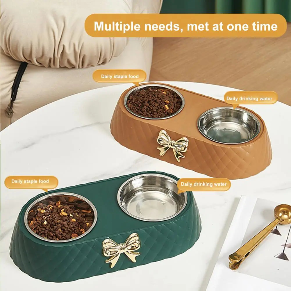 Bow Double Pet Feeding Bowl