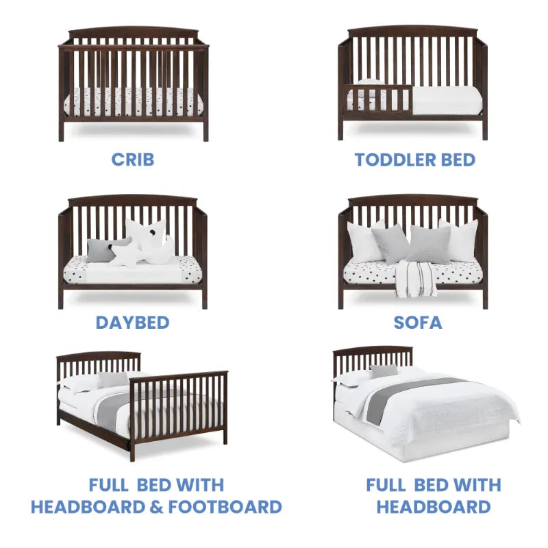 6-in-1 Walnut Convertible Baby Crib