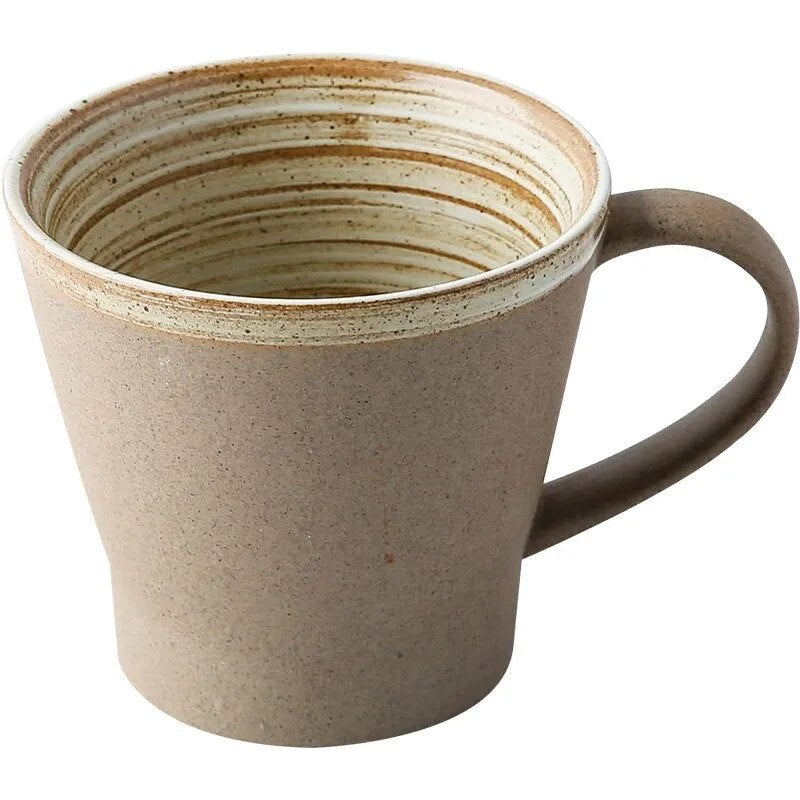Retro Pottery Coffee Cup Set Creative Handmade Ceramic Cups With Dish Milk Water Mug Breakfast Mugs Home Tableware Wholesale