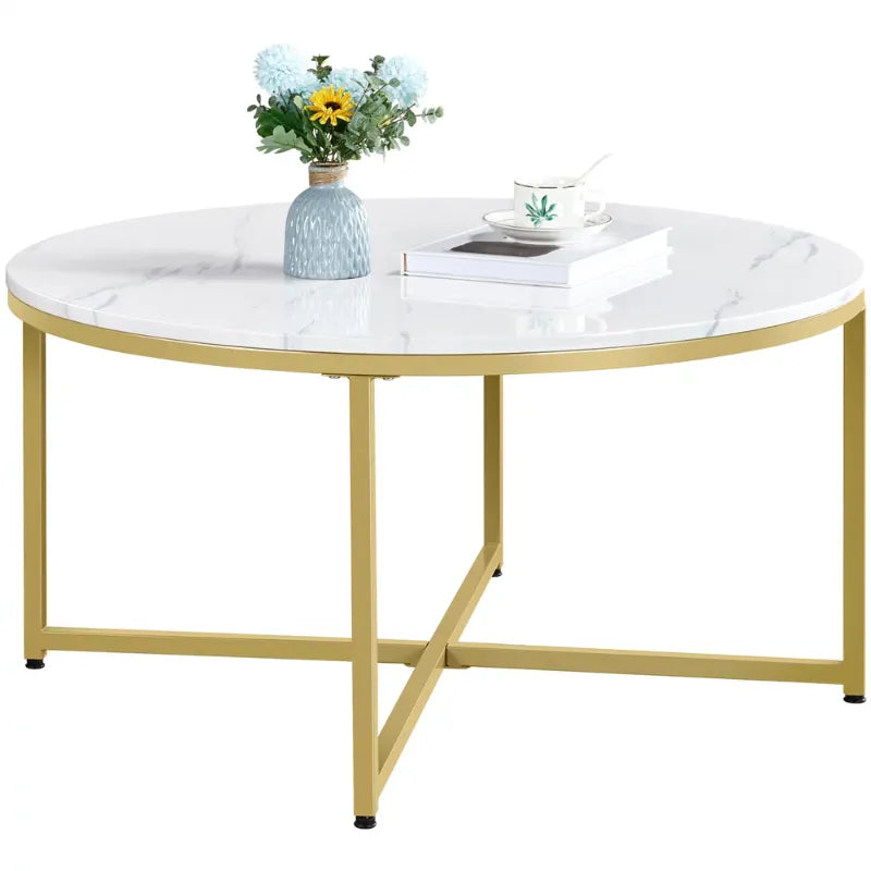 Faux Marble Modern Round Marble Coffee Table