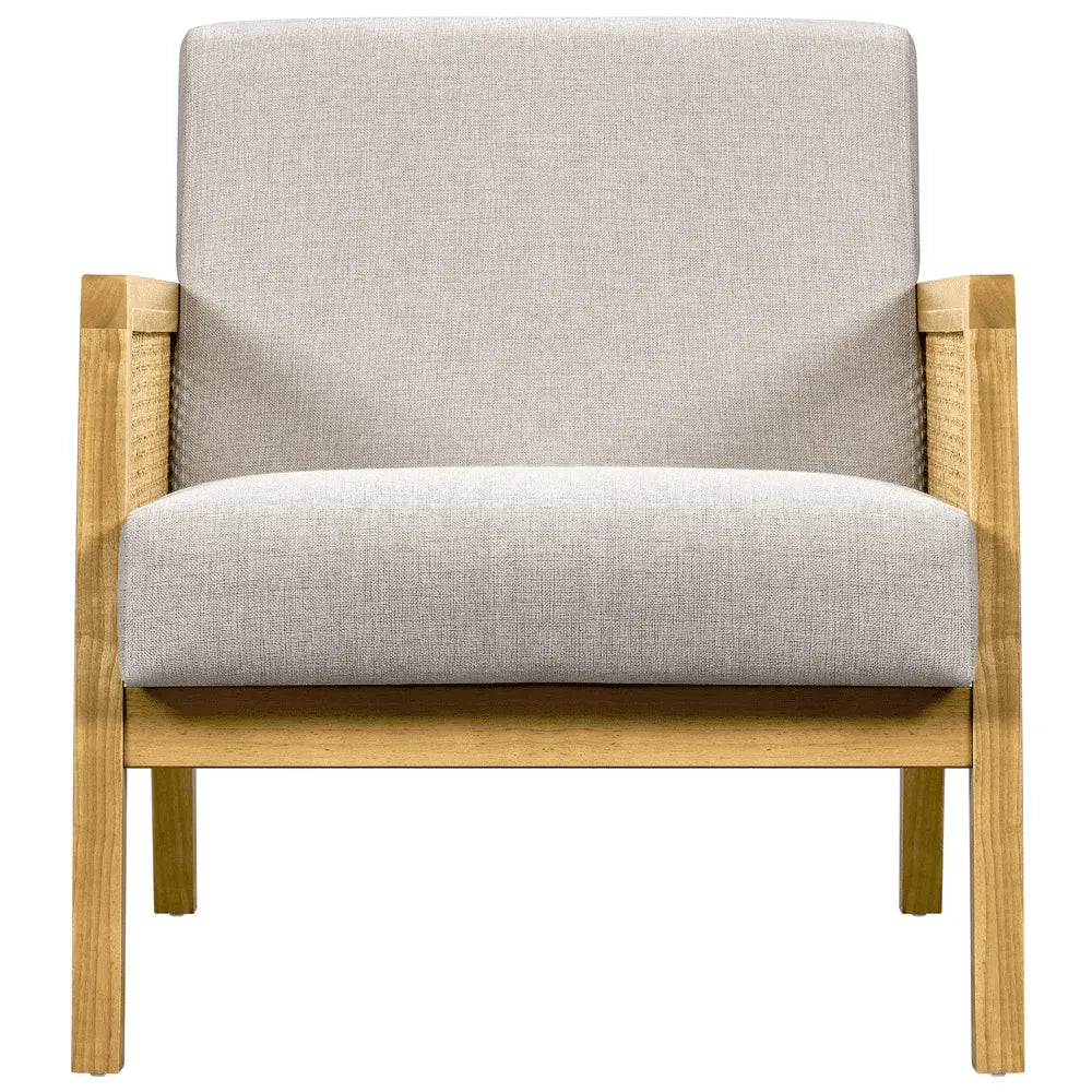 Rattan & Fabric Upholstered Accent Chair