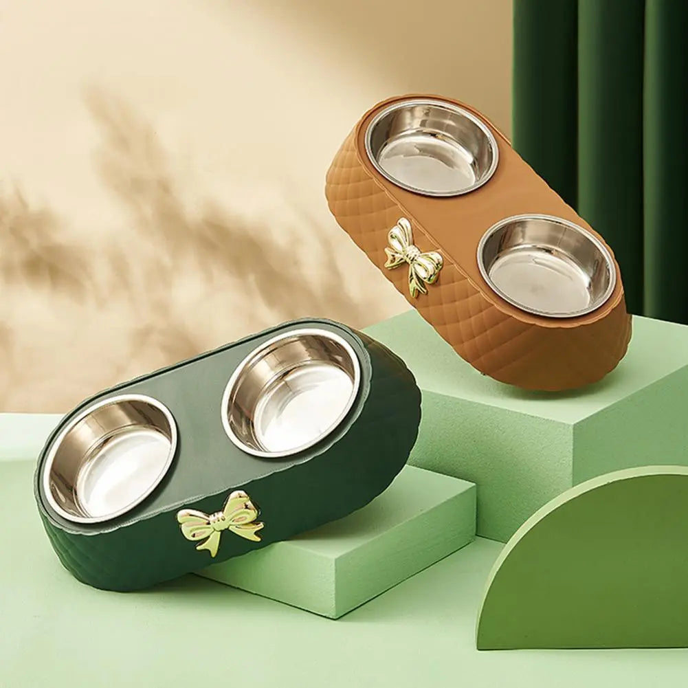 Bow Double Pet Feeding Bowl