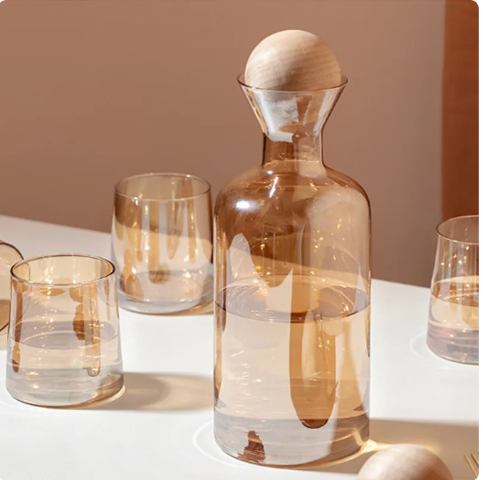 SphereLux Glass Water Carafe and Cup Set