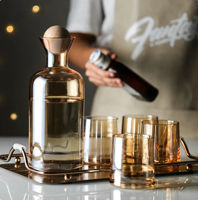 SphereLux Glass Water Carafe and Cup Set