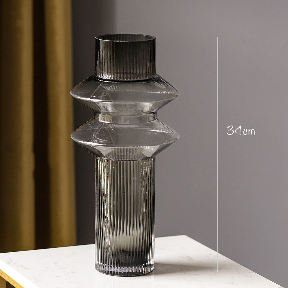 Black Luxe Ribbed Glass Vases