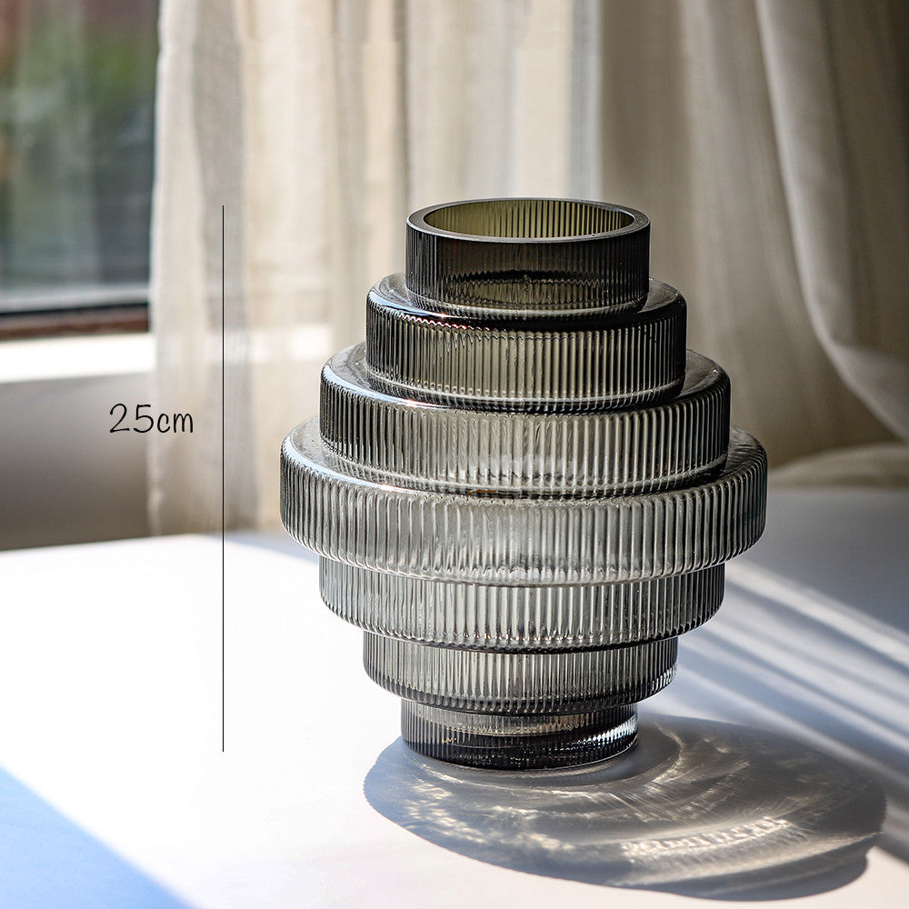 Black Luxe Ribbed Glass Vases
