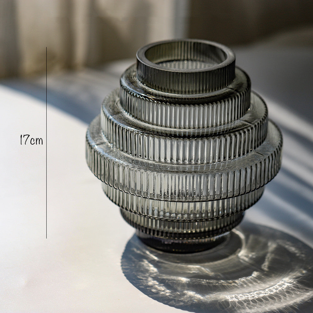 Black Luxe Ribbed Glass Vases