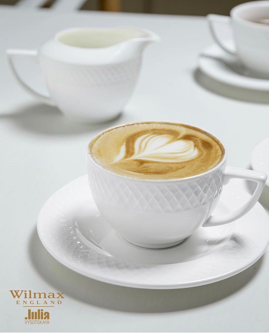 White 6 Oz Cappuccino Cup & 5.5" Saucer Set Of 6 In Gift Box