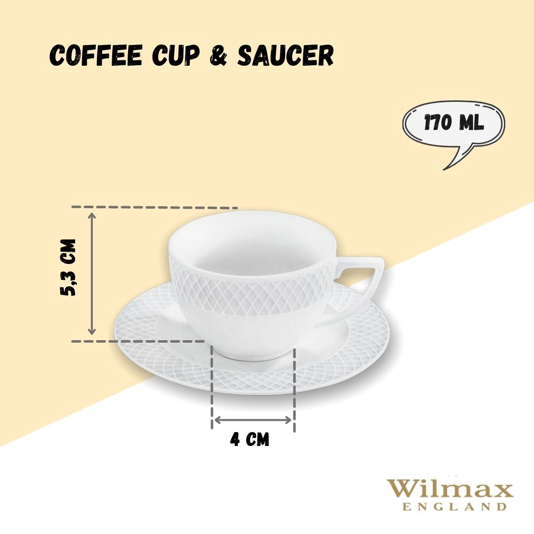White 6 Oz Cappuccino Cup & 5.5" Saucer Set Of 6 In Gift Box