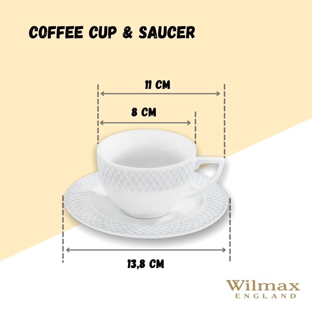 White 6 Oz Cappuccino Cup & 5.5" Saucer Set Of 6 In Gift Box
