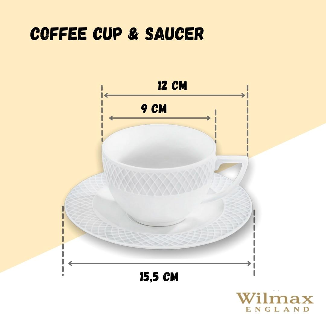 White 8 Oz Tea Cup & 6" Saucer Set Of 6 In Gift Box