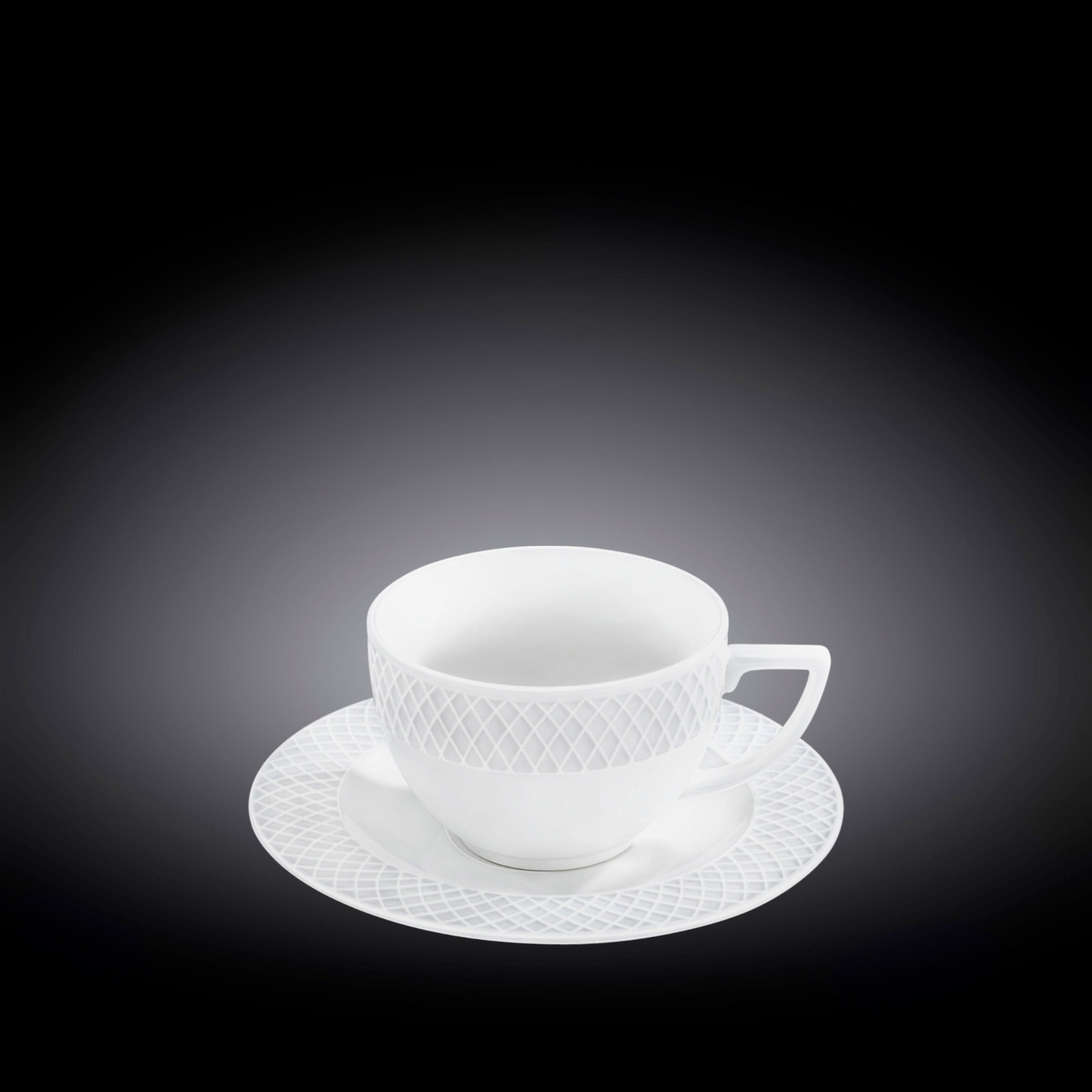 White 8 Oz Tea Cup & 6" Saucer Set Of 6 In Gift Box
