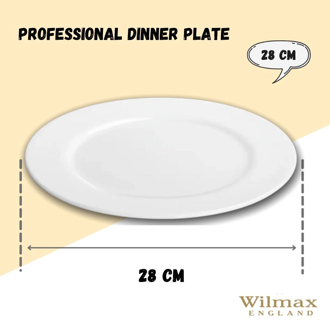 Professional Rolled Rim White Dinner Plate 11" | 28 Cm
