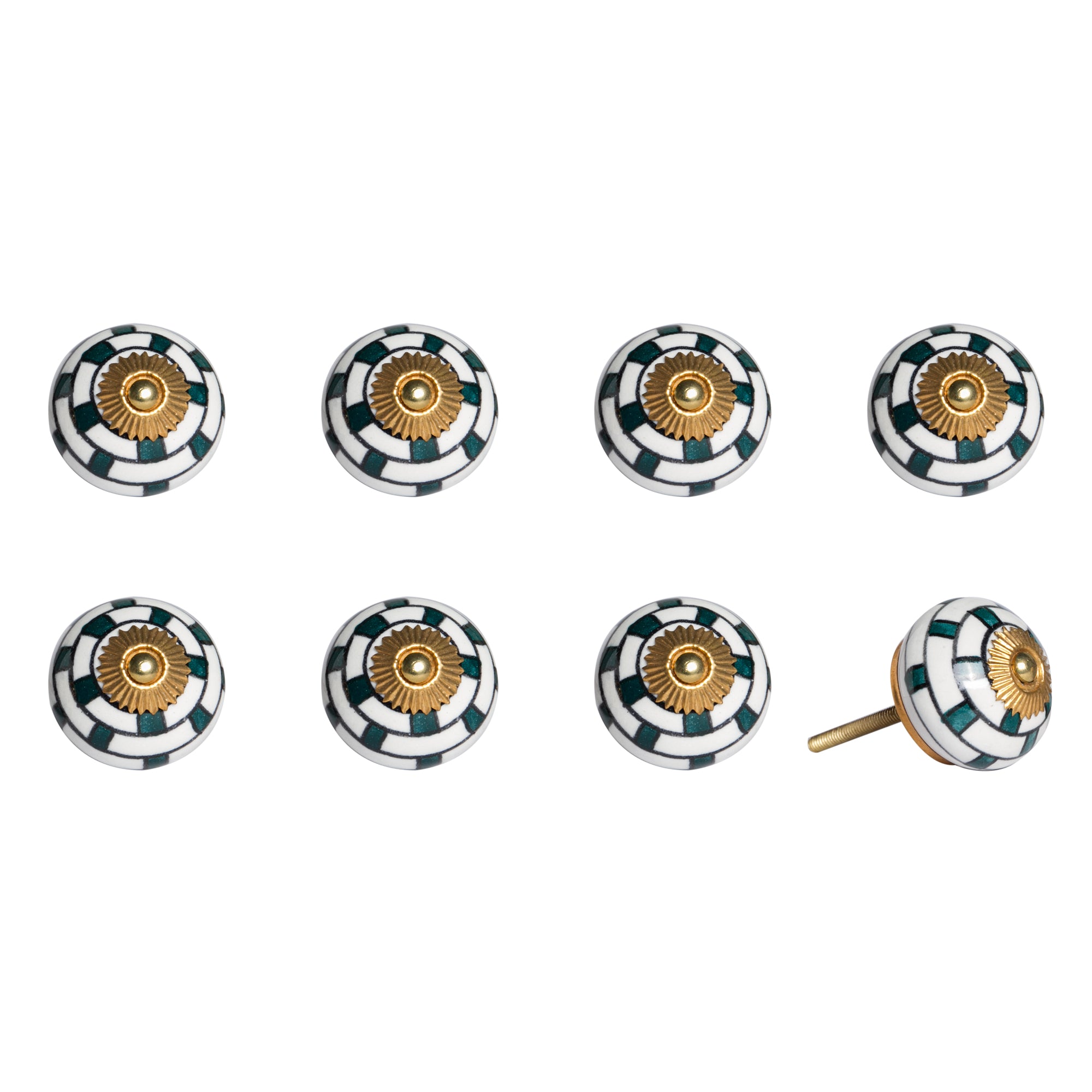 Charming Green and Gold Set of 8 Knobs-0