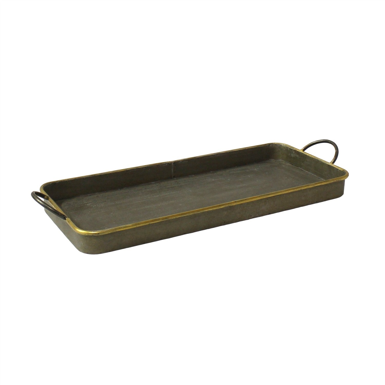 Set of 3 Nesting Galvanized Metal and Gold Serving Trays-3
