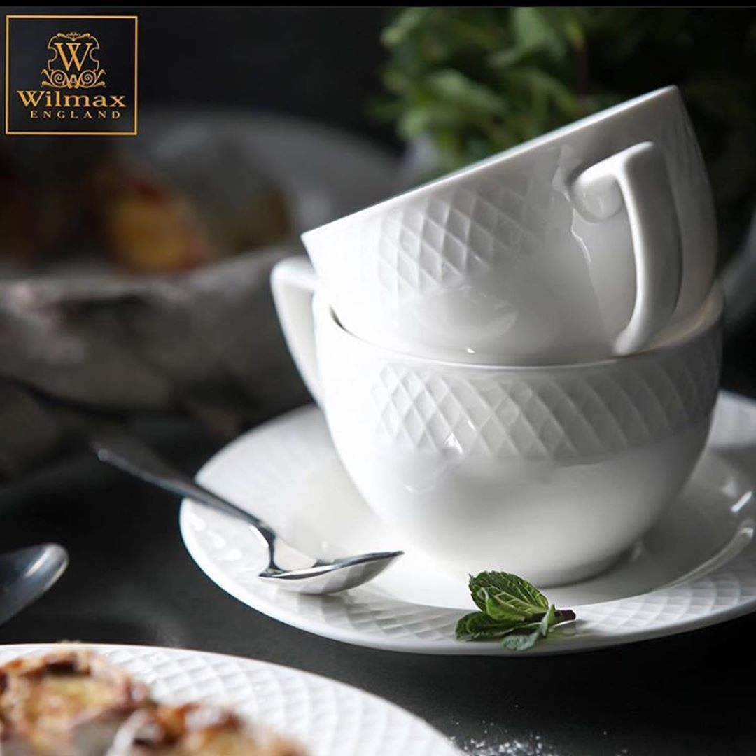 White 6 Oz Cappuccino Cup & 5.5" Saucer Set Of 6 In Gift Box