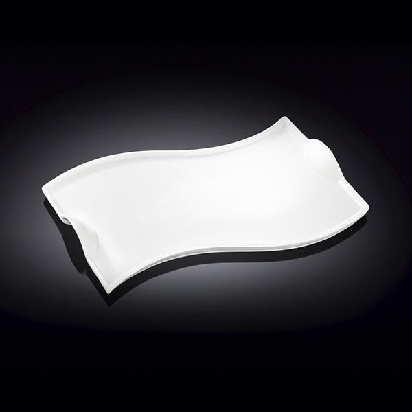 Flat Porcelain White Dish With Handles 12" | 31 Cm