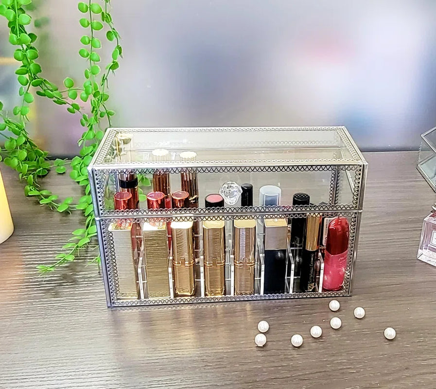 Dasiyah Glass 24 Compartment Makeup Organizer