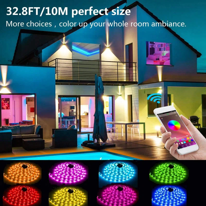 32FT Smart RGB Strip Lights Music-Synced, App Remote Control