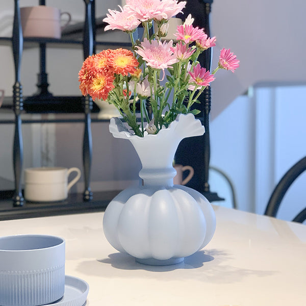 Ruffled Pumpkin Ceramic Vase