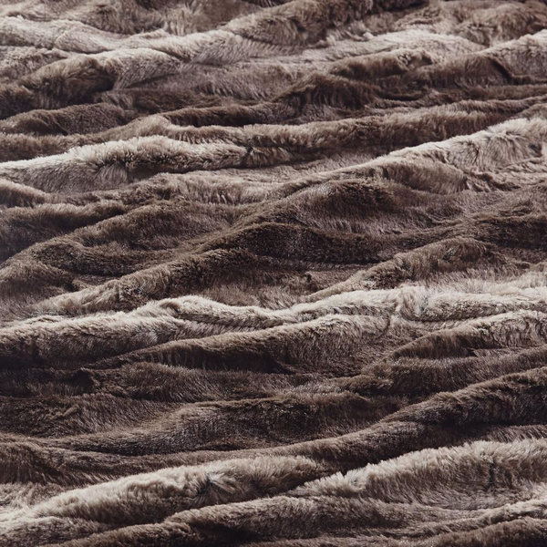 LuxeWarm Rich Brown Oversized Faux Fur Heated Throw