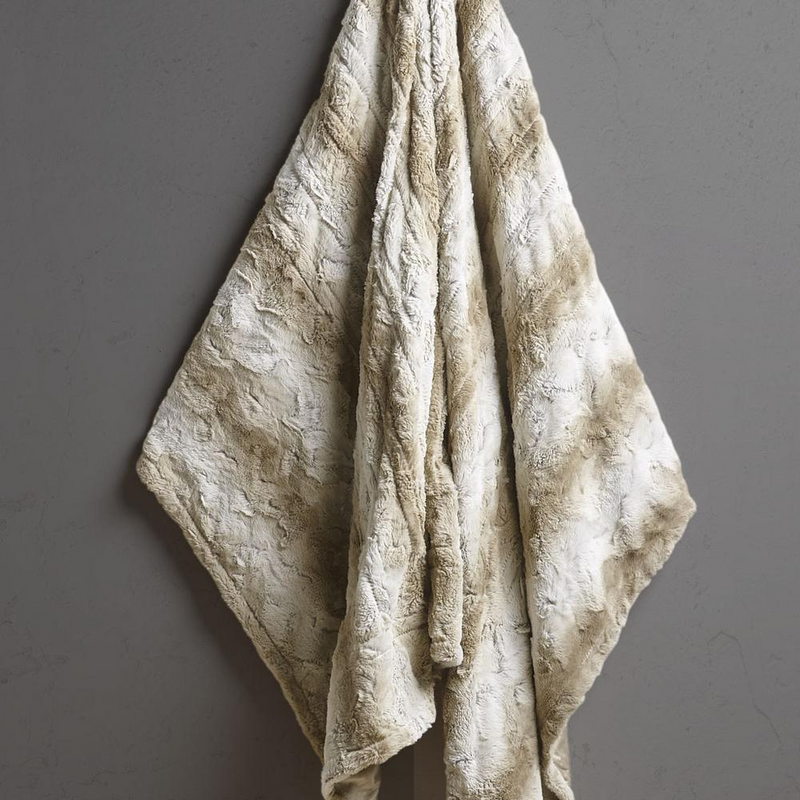 LuxeWarm Rich Brown Oversized Faux Fur Heated Throw